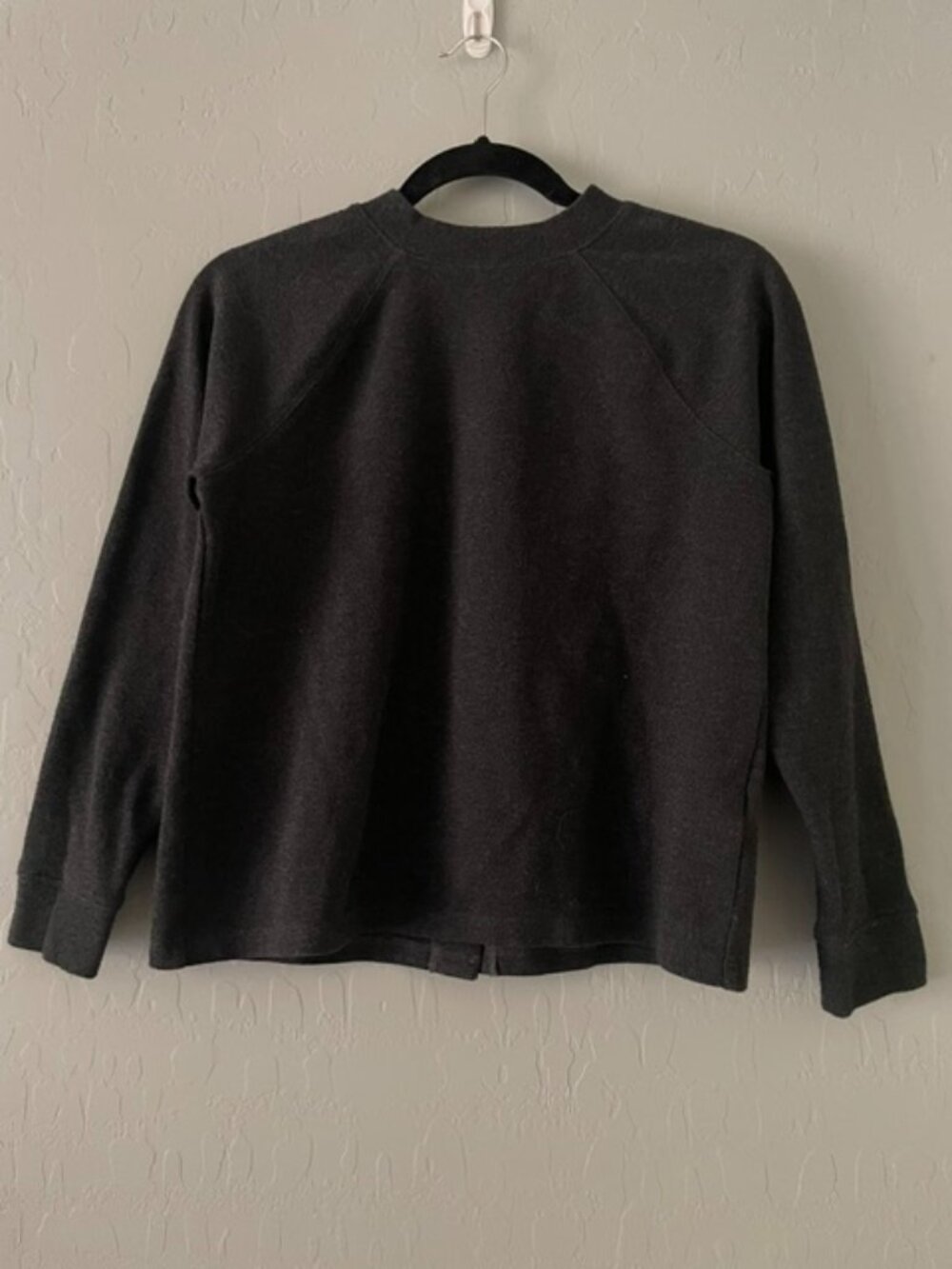 Madewell Black French Terry Mockneck Snap Back Sweatshirt Raglan S